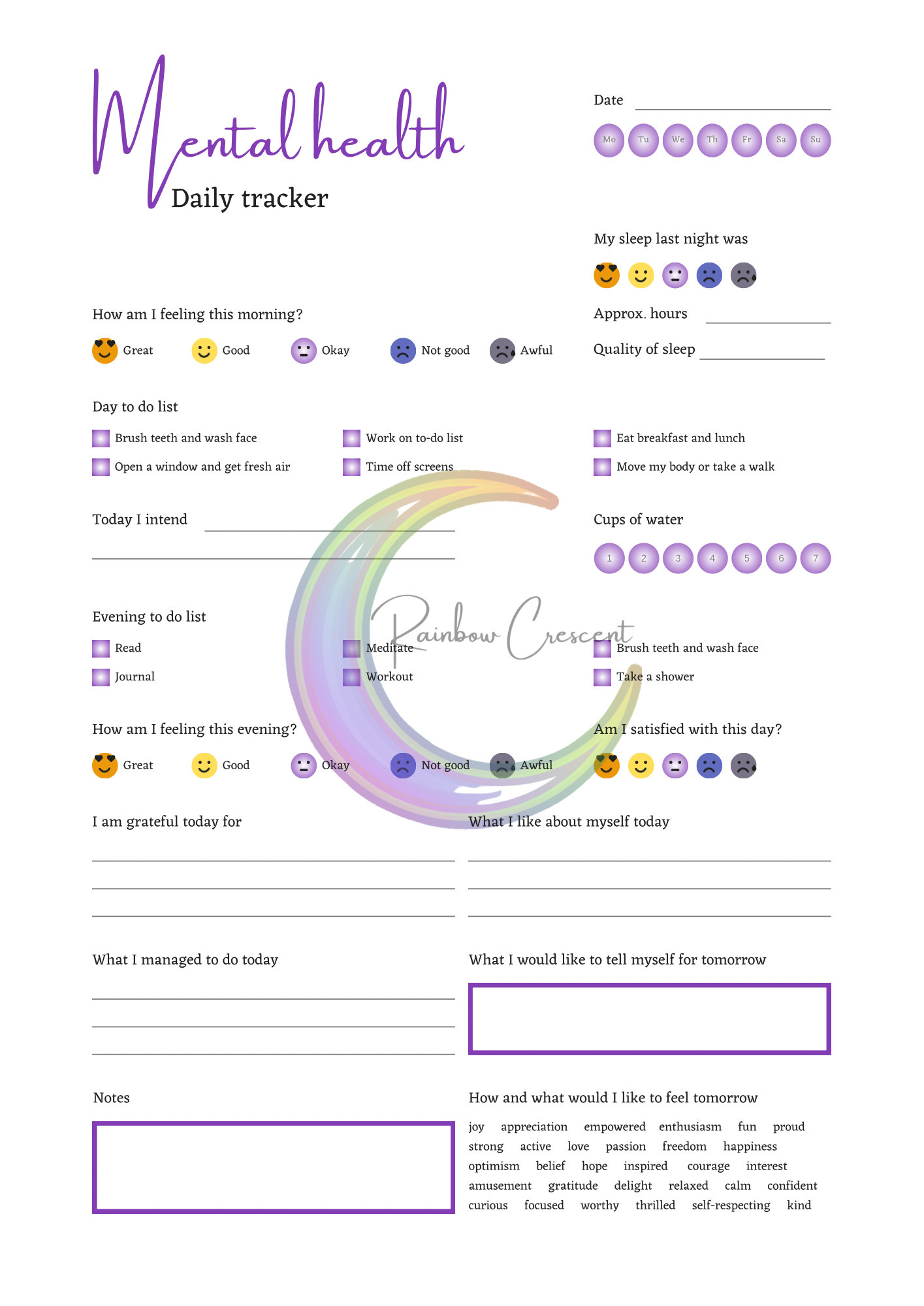Mental Health daily tracker