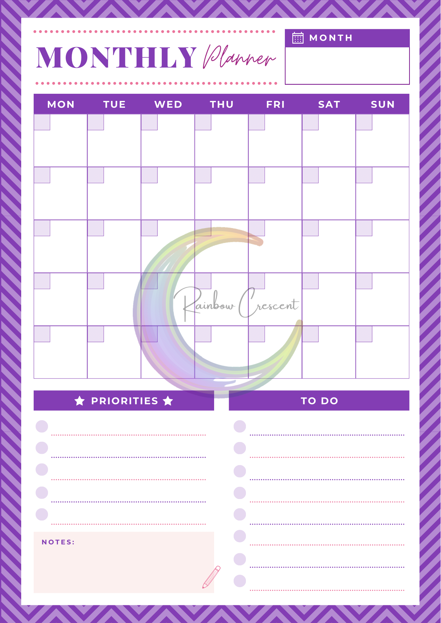 Undated daily, weekly and monthly planner - digital download