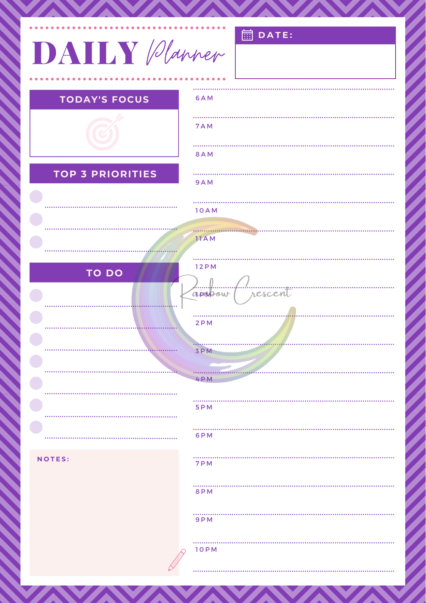 Undated daily, weekly and monthly planner - digital download