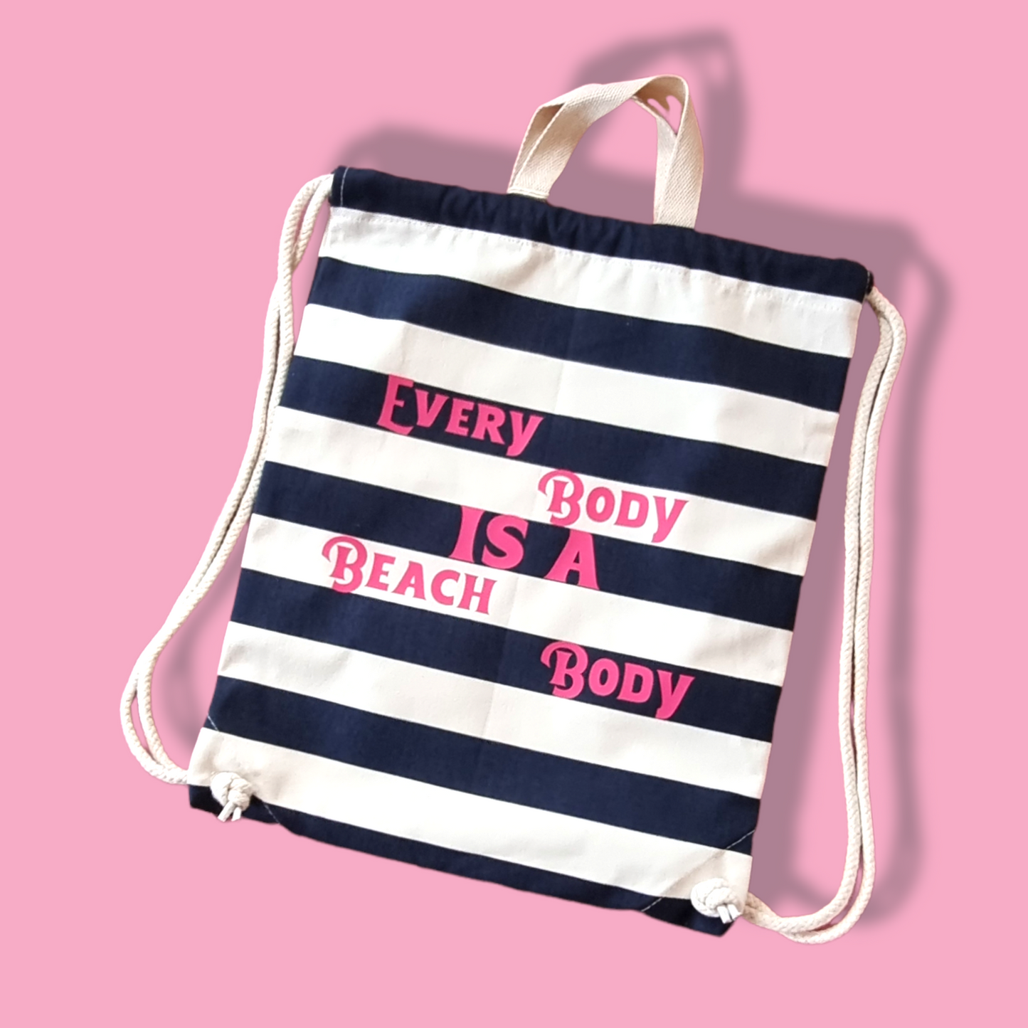 Every body is a beach body drawstring bag