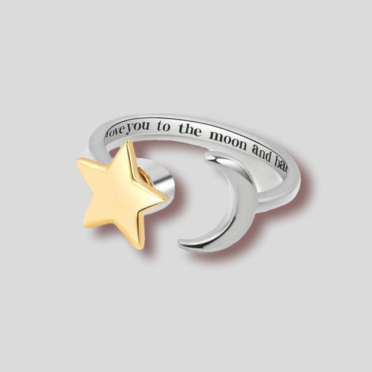 Moon & Star fidget spinner ring
